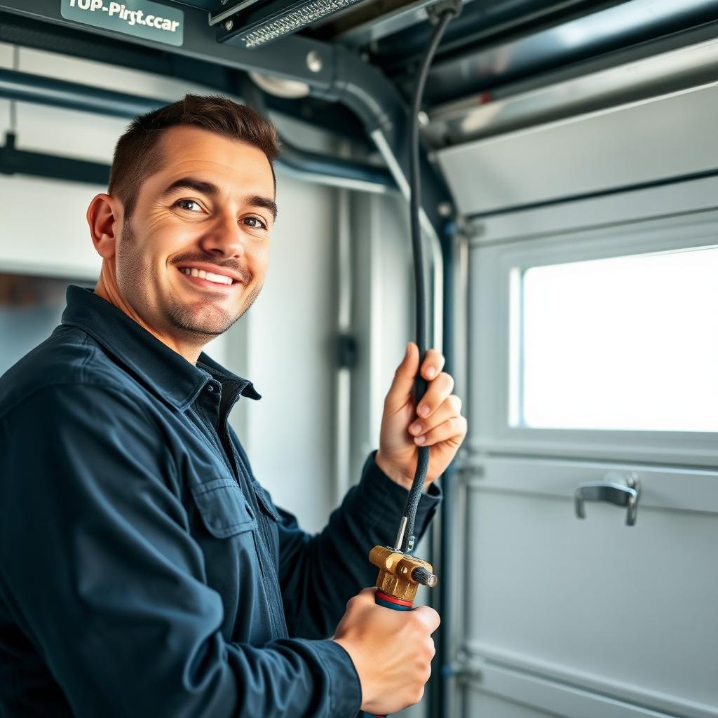 Professional garage door technician from Garage Door San Marcos with tools